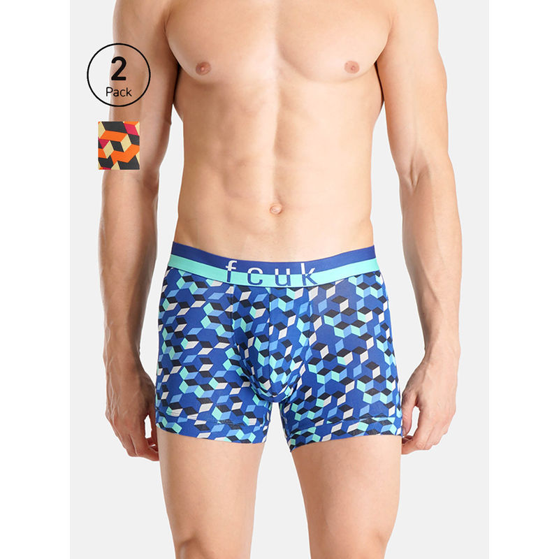 FCUK Glo Dover Men'S Printed Trunks (Pack of 2) (M)