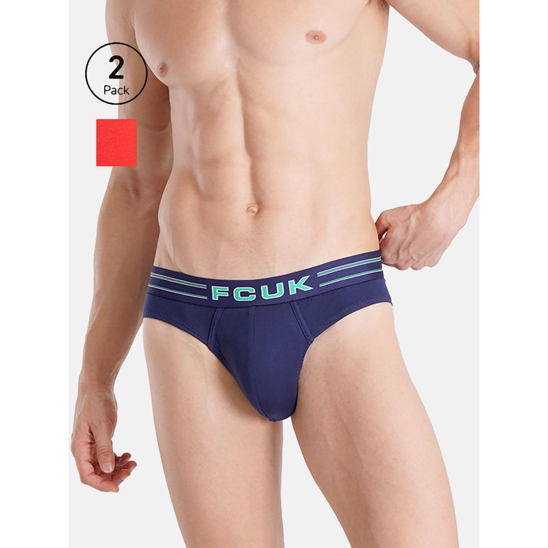 FCUK Flex Goldhawk Men'S Solid Briefs (Pack of 2) (L)