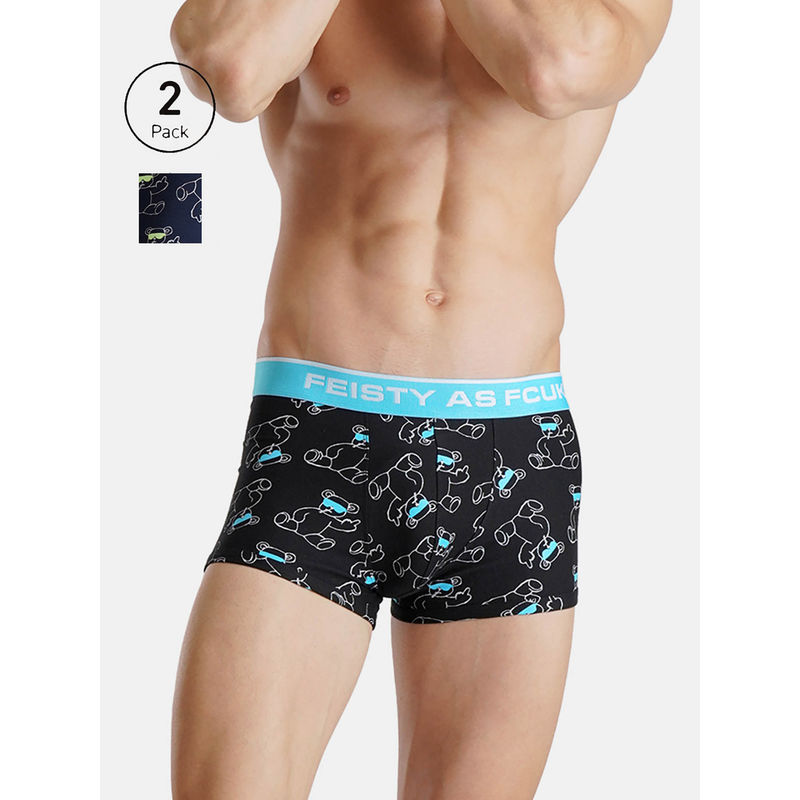 FCUK Flex Maddox Men'S Printed Trunks (Pack of 2) (L)