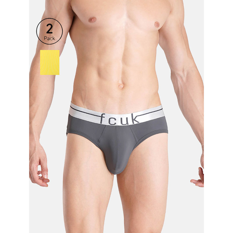 FCUK Flo Mersey Men'S Solid Briefs (Pack of 2) (M)