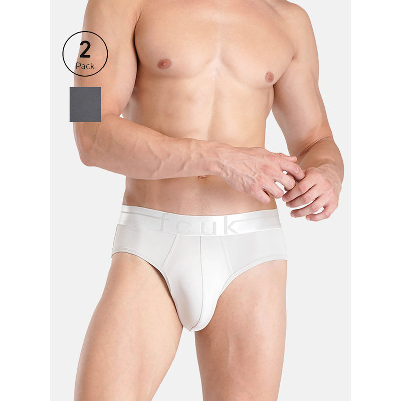FCUK Flo Mersey Men'S Solid Briefs (Pack of 2) (S)