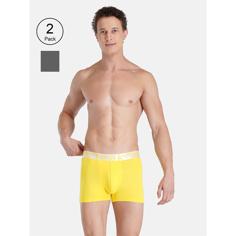 FCUK Flo Mersey Men'S Solid Trunks (Pack of 2) (S)