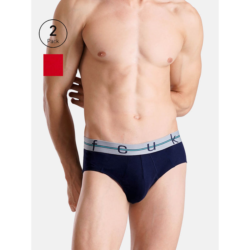 FCUK Play Norwood Men'S Solid Briefs (Pack of 2) (S)