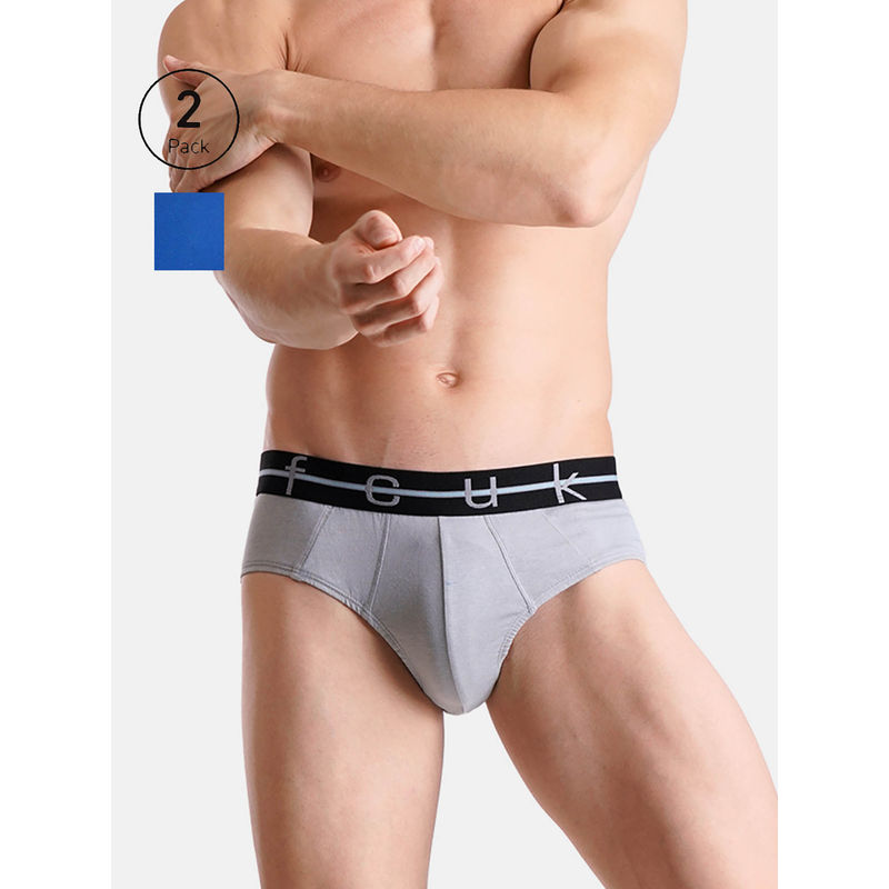 FCUK Play Norwood Men'S Solid Briefs (Pack of 2) (S)