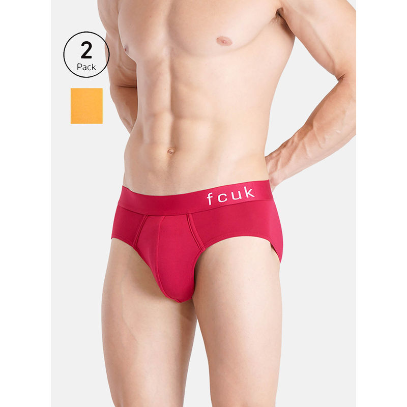 FCUK Glo Park Royal Men'S Solid Briefs (Pack of 2) (M)
