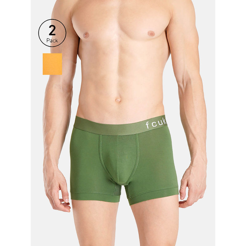 FCUK Glo Park Royal Men'S Solid Trunks (Pack of 2) (S)