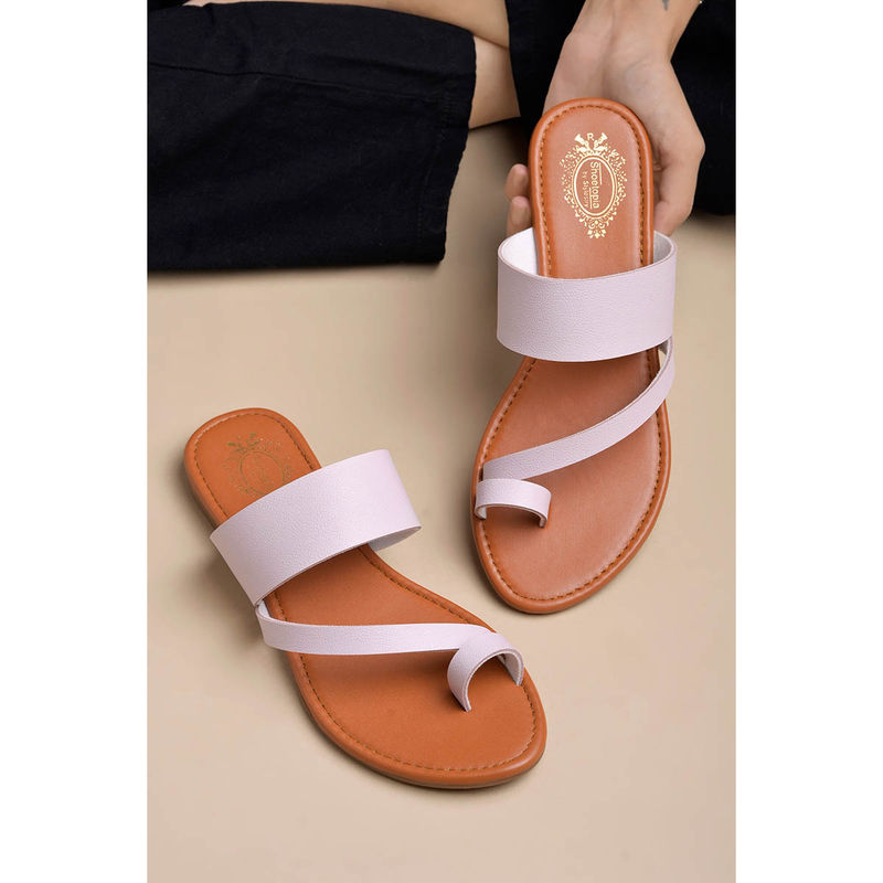 Shoetopia Stylish Side Buckle Detailed Lavender Flats (EURO 38)