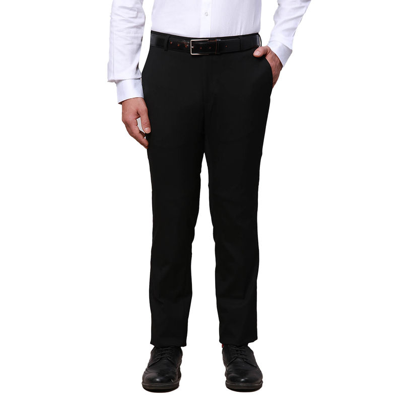 Raymond Slim Fit Solid Black Formal Trouser (36)