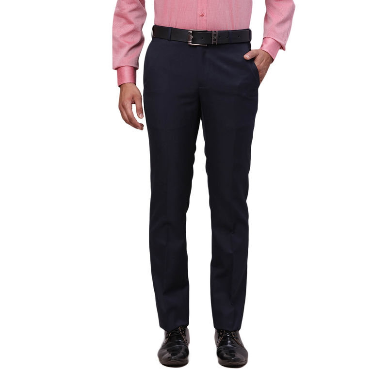 Raymond Slim Fit Solid Dark Navy Blue Formal Trouser (34)