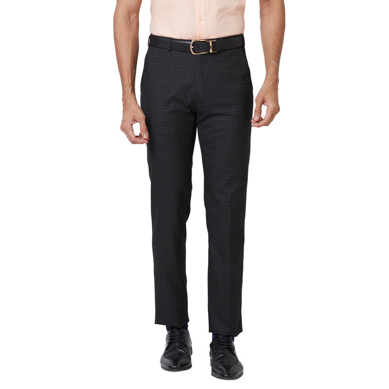 Raymond Slim Fit Checks Black Formal Trouser (30)