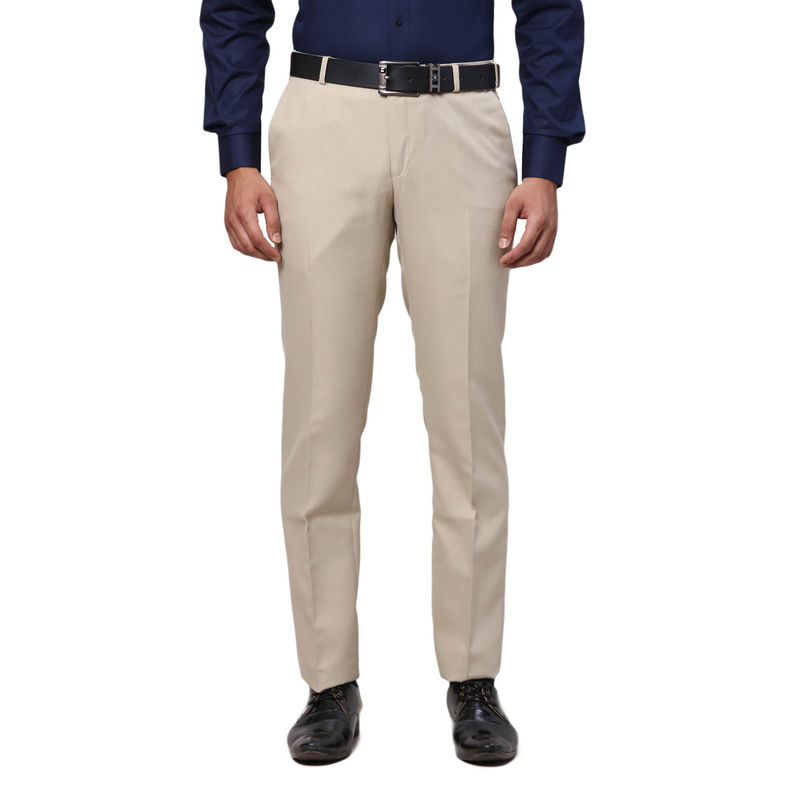 Raymond Slim Fit Solid Medium Fawn Formal Trouser (38)