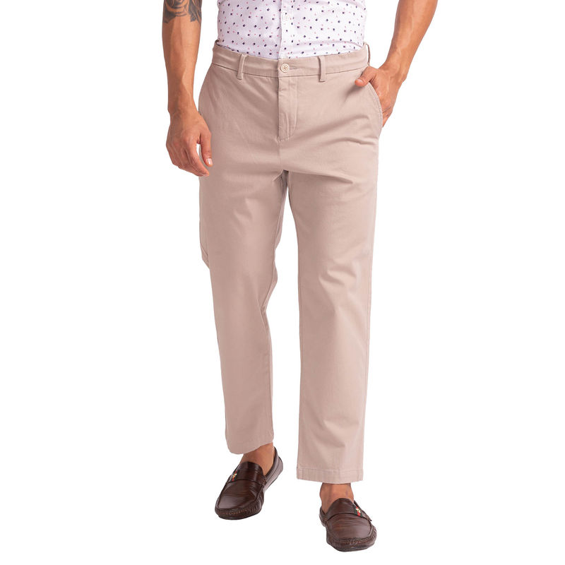 Parx Slim Fit Solid Medium Pink Casual Trouser (30)