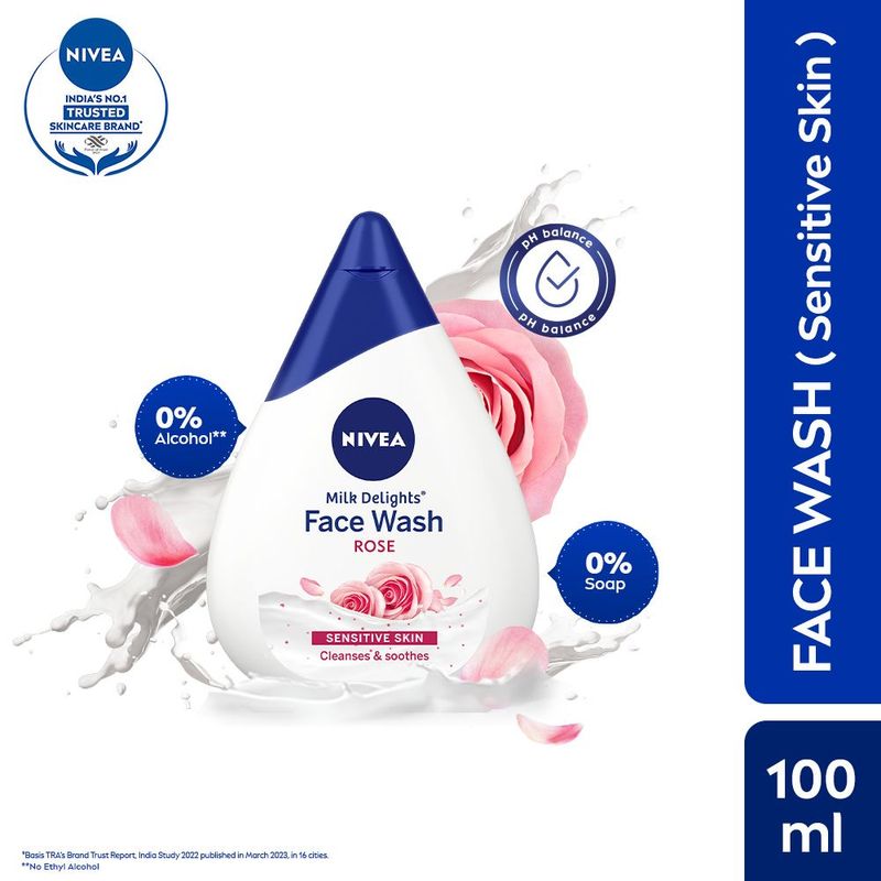NIVEA Milk & Rose Face wash , ph balanced for Gentle cleansing & soothing (Sensitive skin)