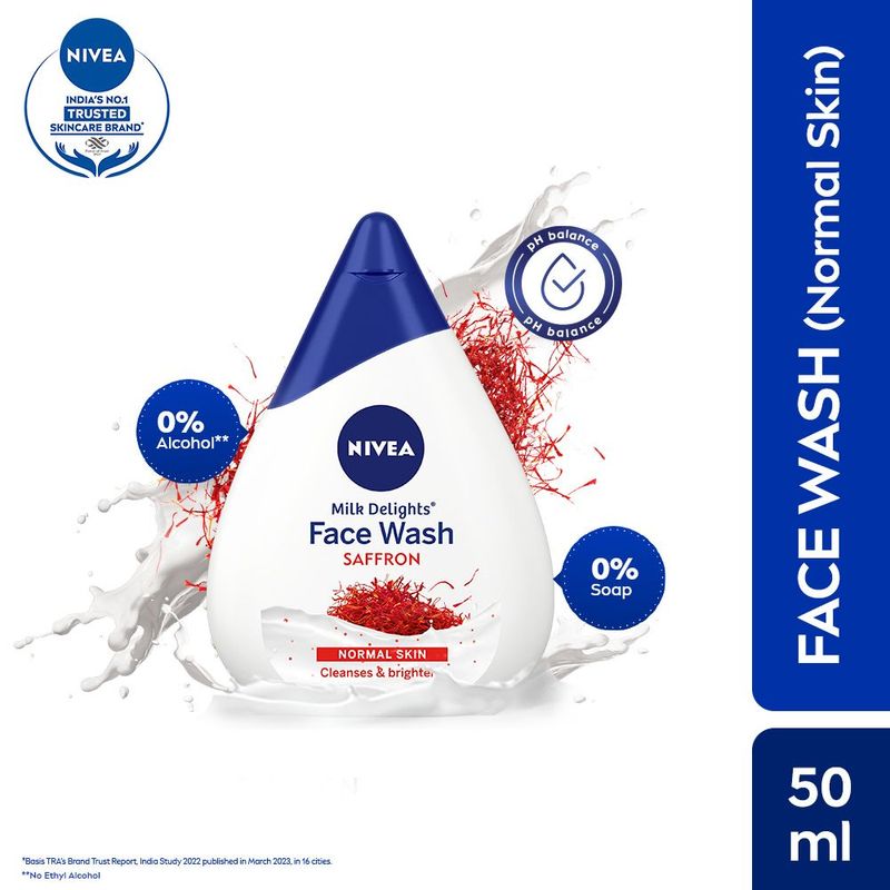 NIVEA Milk & Saffron Face wash, ph balanced for Gentle cleansing & brightening