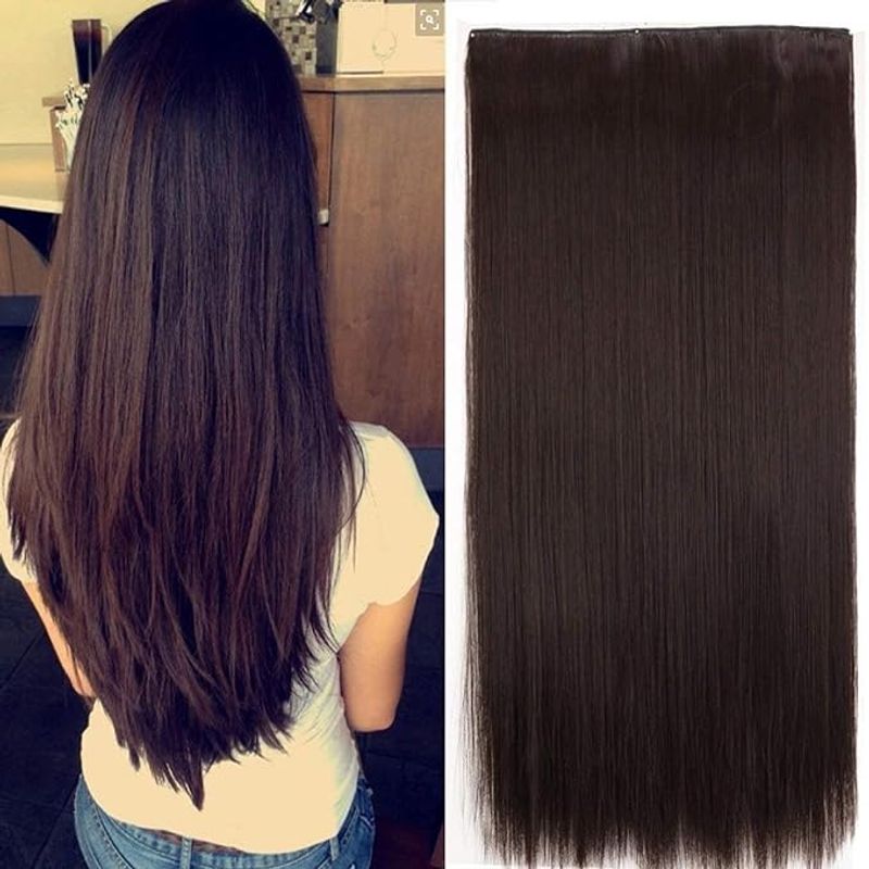 Bronson Professional Clip-In 24 Dark Brown Straight Hair Extension - 4