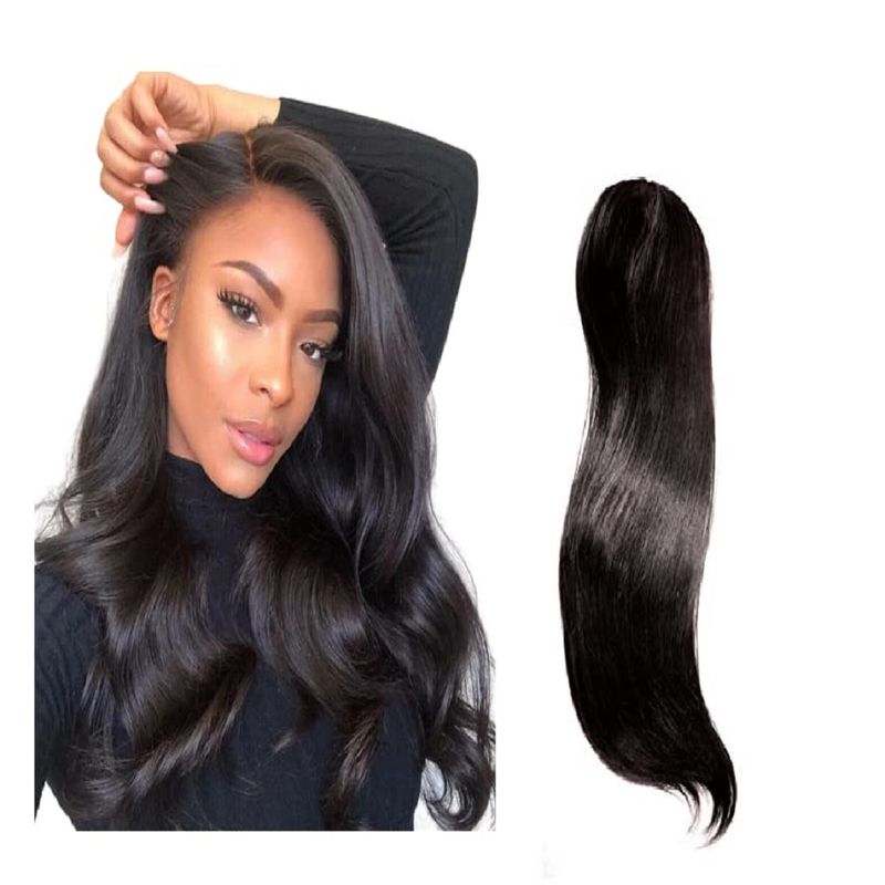 Bronson Professional Clip-In 24 Straight Natural Black Side Patches - 3