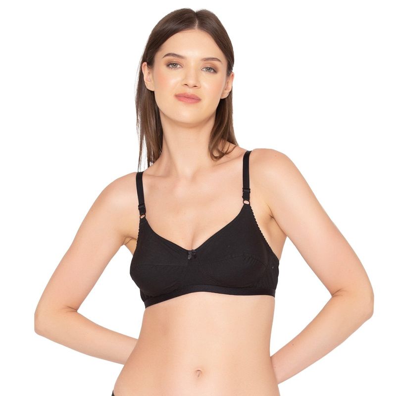 Groversons Paris Beauty Women'S Non-Padded Non-Wired Full Coverage Cotton Bra - Black (36B)
