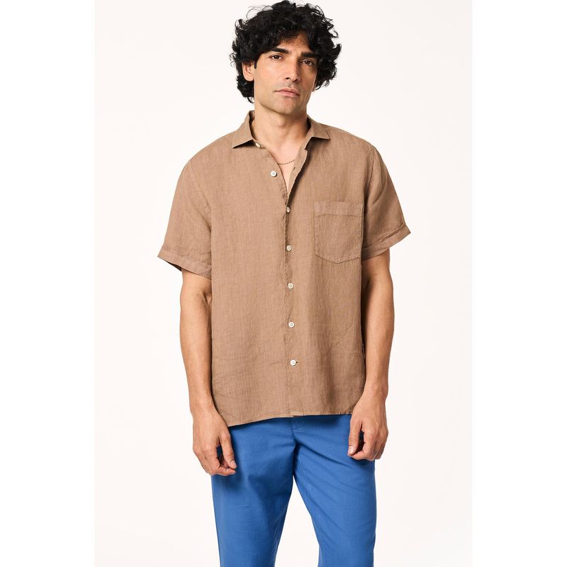 TERRA LUNA Flint Half Sleeves Tan Shirt (S)