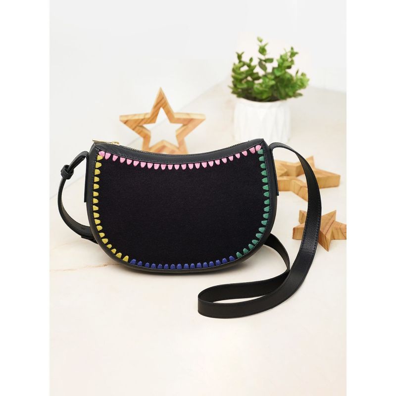 Accessorize London Womens Black Clay Stitch CrossBody Bag Buy