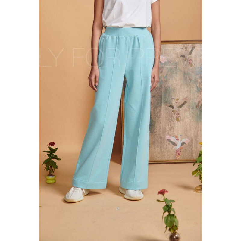 NeceSera Blue Terry High Waist Travel Pant (S)