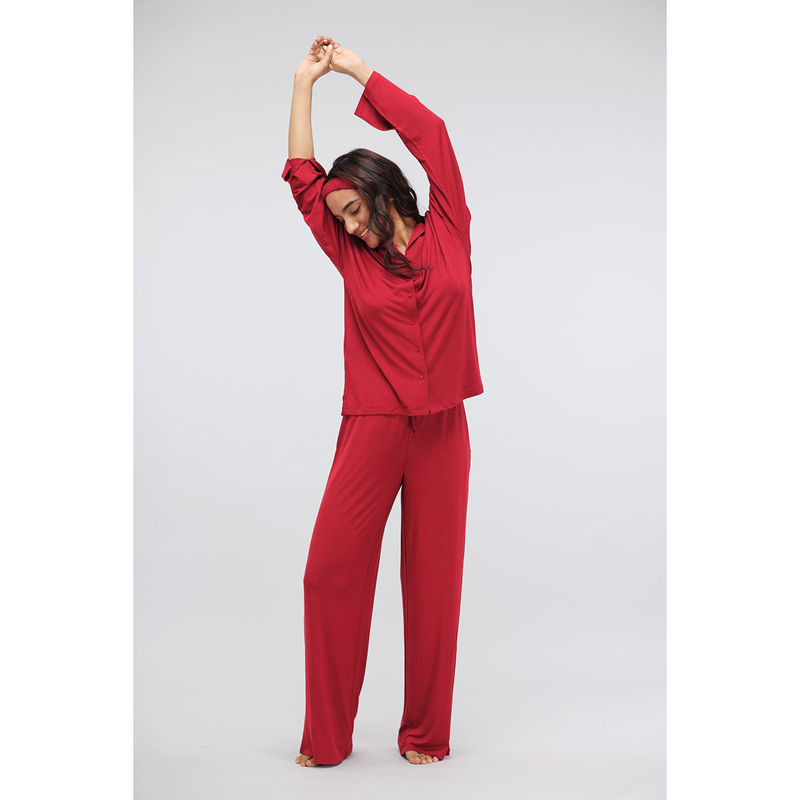 NeceSera Romantic Red Button Down Pajama (Set of 2) (S)