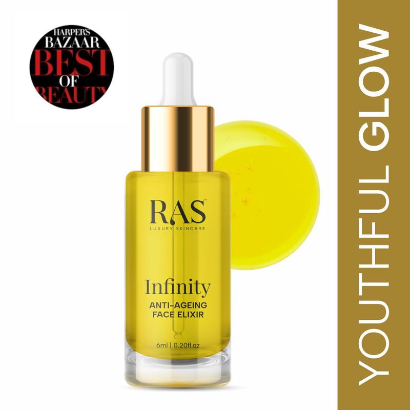 RAS Luxury Oils Infinity Anti-Ageing Face Elixir, Lightweight Serum with Vitamin C, A, B5