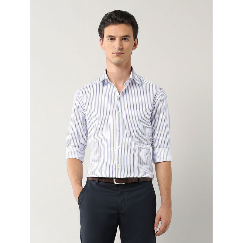 Arrow Mens White Vertical Striped Pure Cotton Shirt (40)