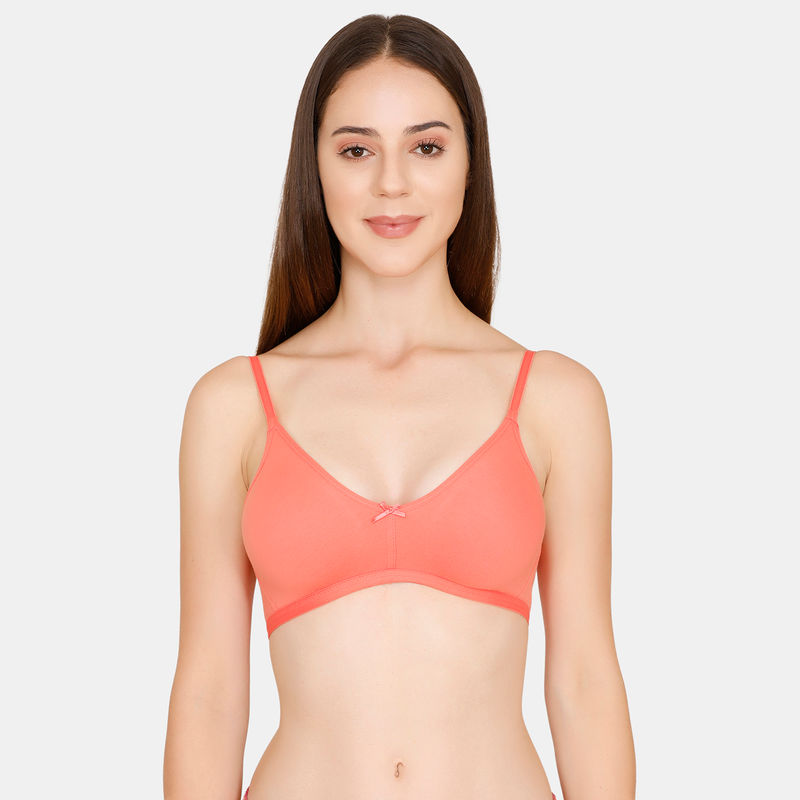 Zivame Rosaline Double Layered Wirefree Super Support Bra - Peach (32C)