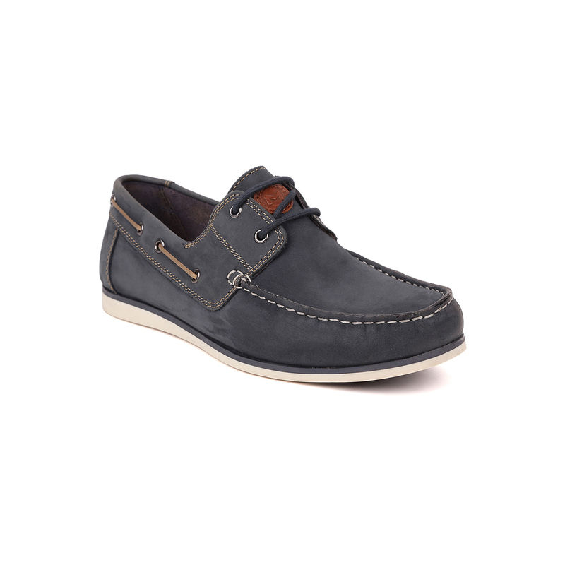 MASABIH Navy Leather Boat Shoes (EURO 44)
