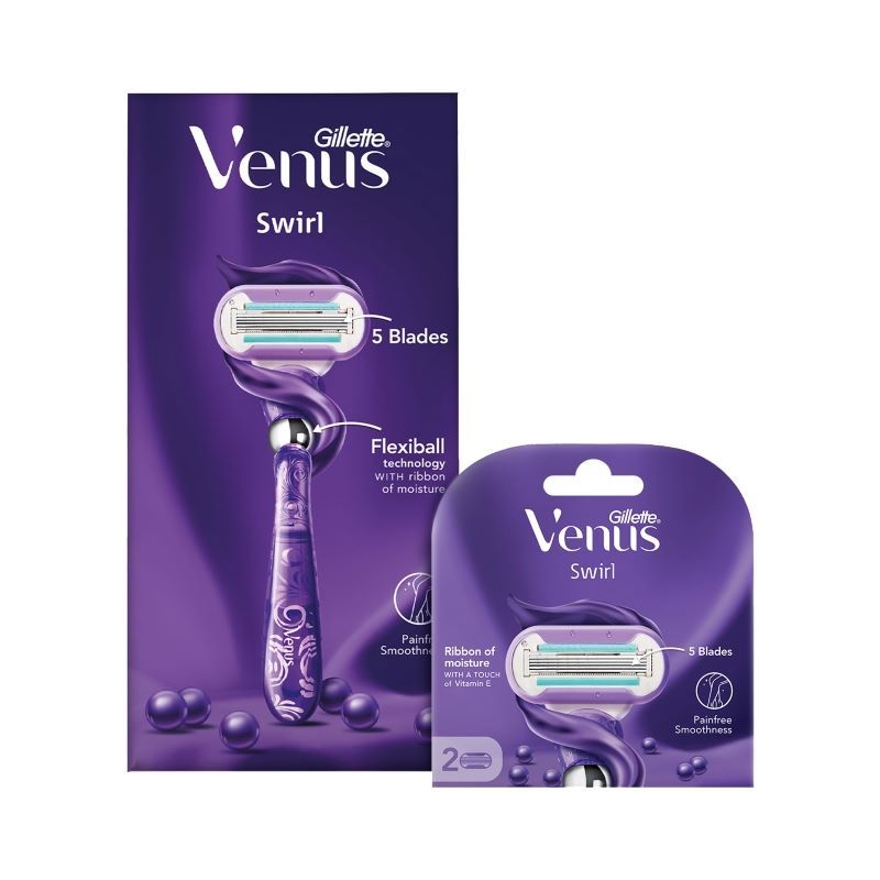Gillette Venus Swirl Hair Removal Razor + Pack Of 2 Blades