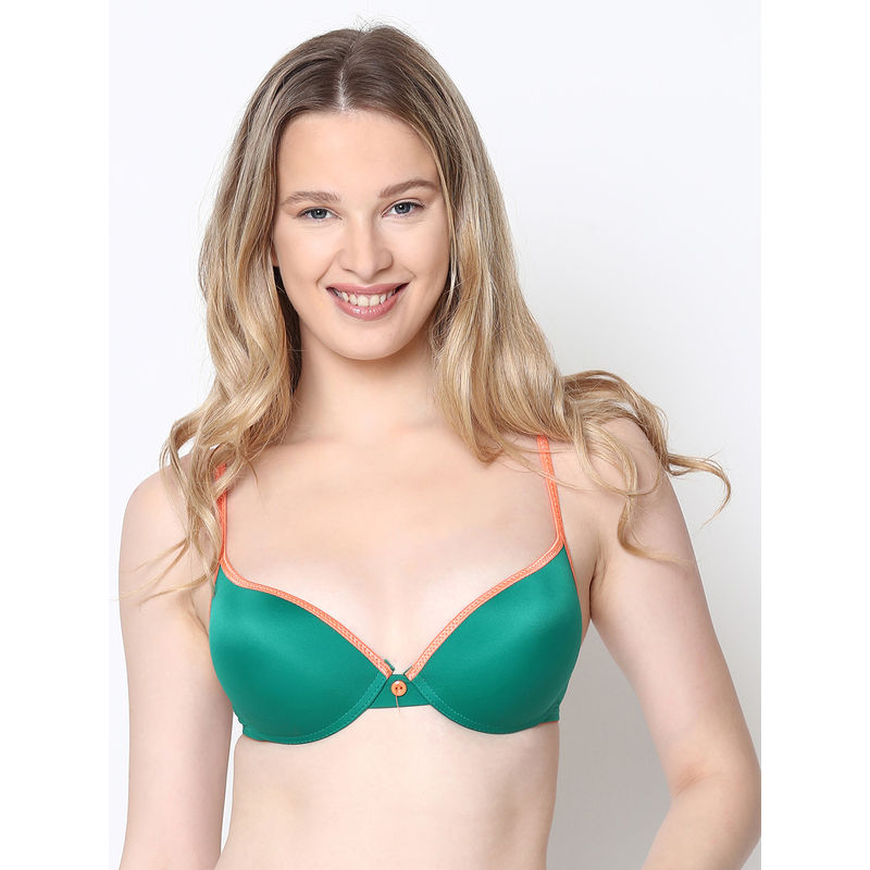 Susie By Shyaway Candy Green Orange Push Up Bra With Plunging Neckline (36B)