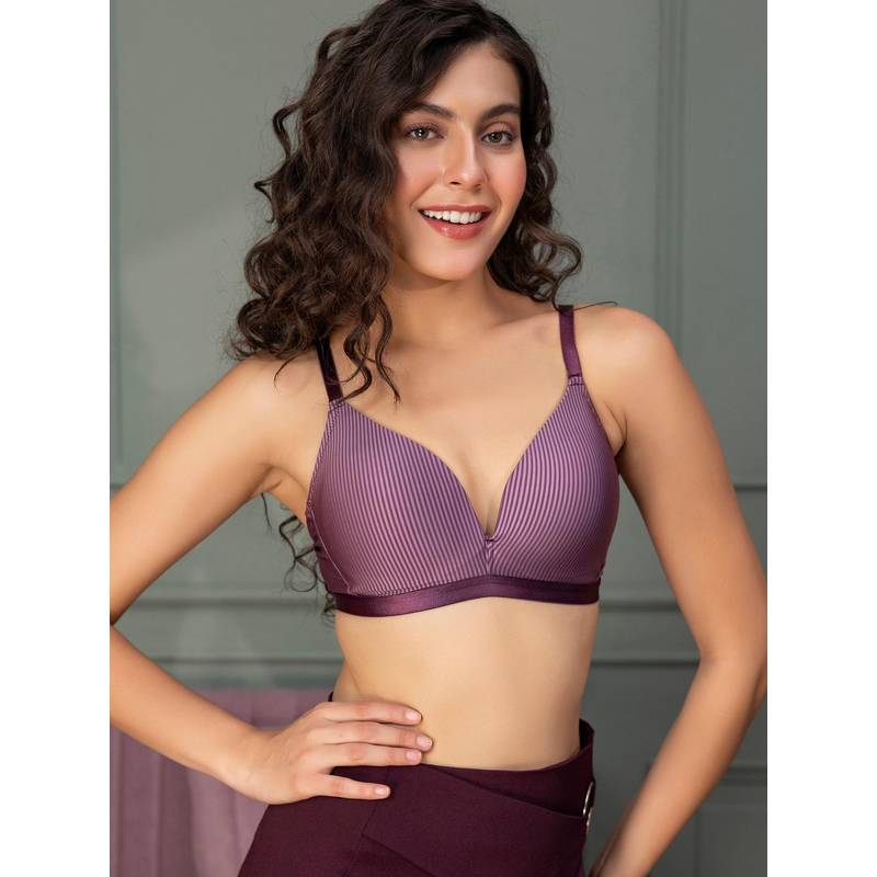 Chelvet Women Purple Medium Coverage Non-Wired Lightly Padded Everyday Bra (32B)