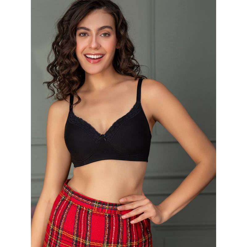 Chelvet Women's Non-Padded Non-Wired Medium Coverage Bra | Everyday Cotton-Spandex Comfort (36B)