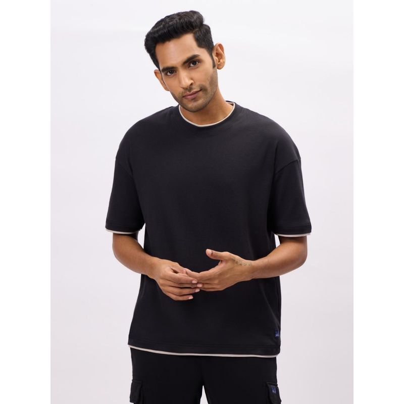 Bombay High Black Oversized Fit Solid T-Shirt For Men (S)