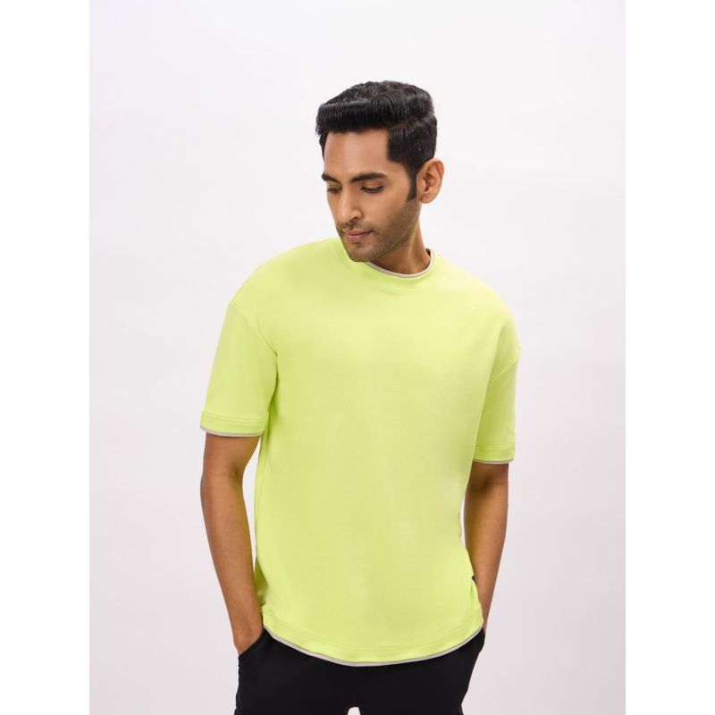 Bombay High Green Lime Oversized Fit Solid T-Shirt For Men (S)