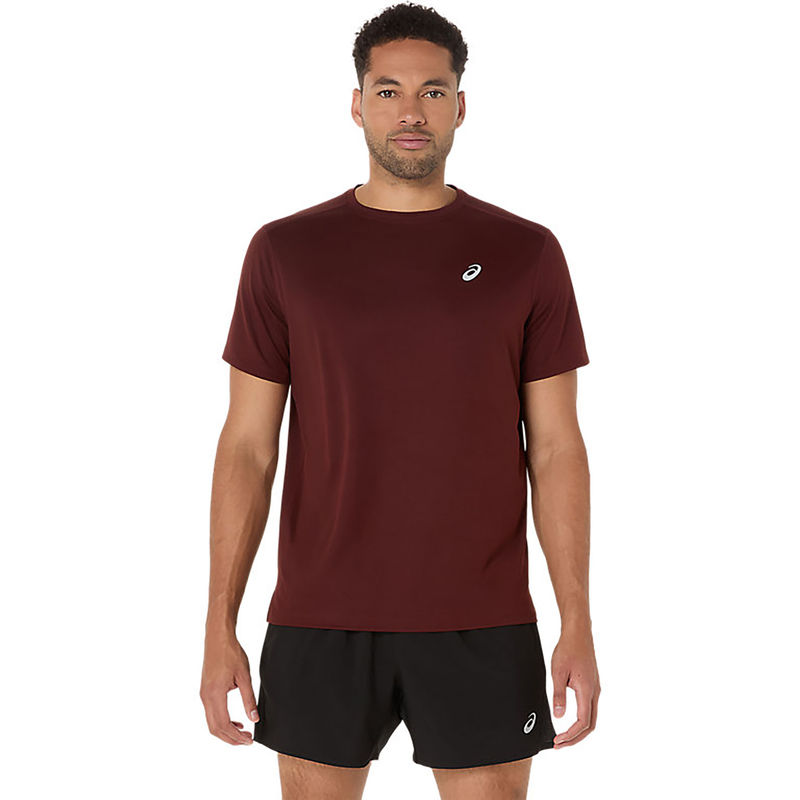 ASICS Mens Dark Red Planet Silver Ss T-Shirt (XS)