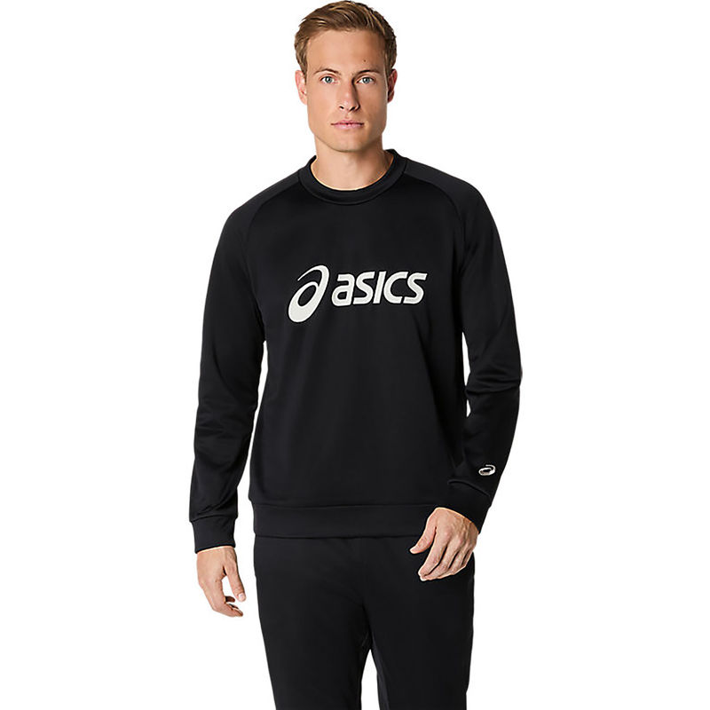 ASICS Mens Performance Black/Glacier Graphic Fleece Crew T-Shirt (M)