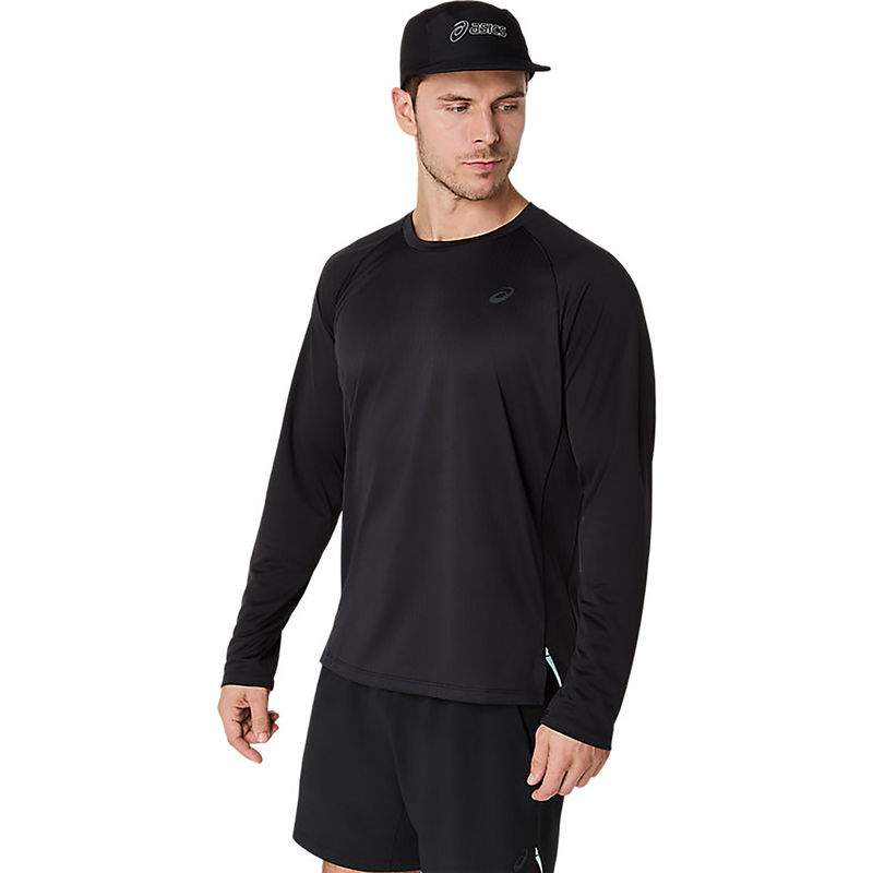 ASICS Mens Performance Black Actibreeze Jacquard Ls T-Shirt (XS)