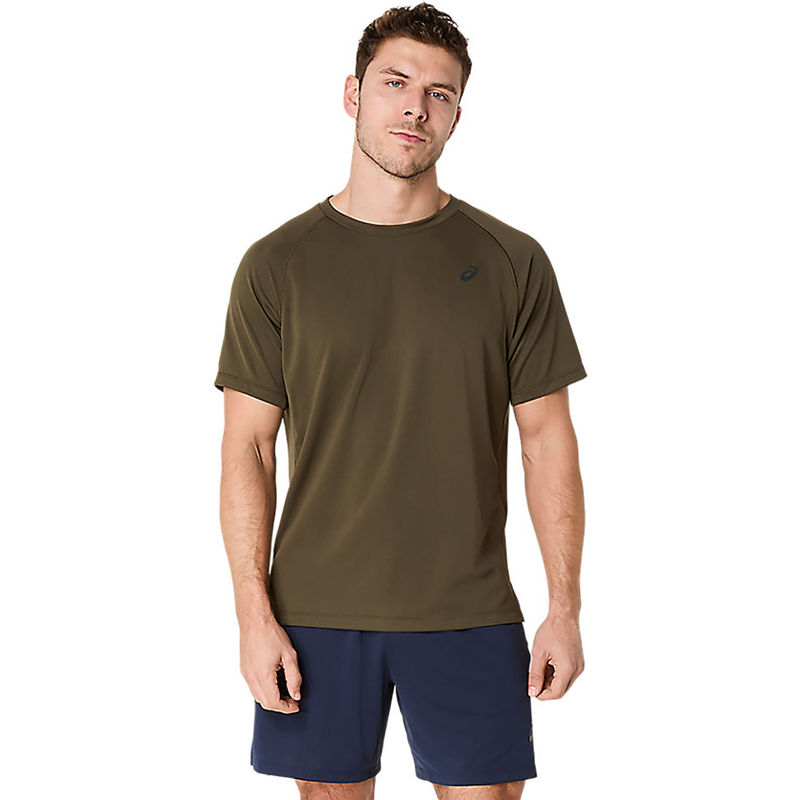 ASICS Mens Brown Stone Actibreeze Panel Jacquard Ss T-Shirt (XS)