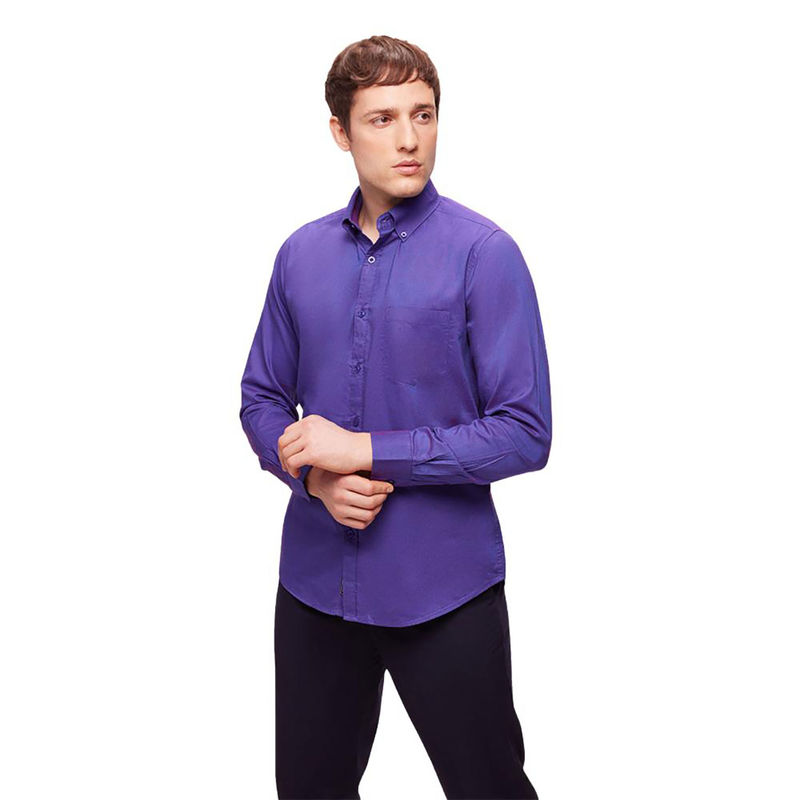 Bombay High Mens Violet Premium Cotton Solid Shirt (S)