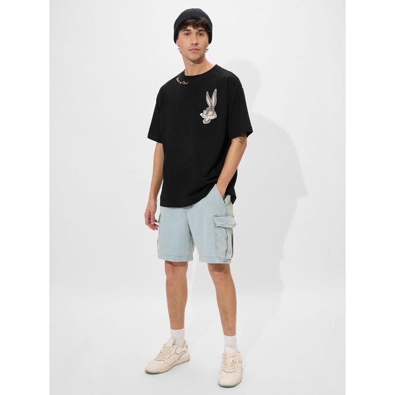 The Souled Store Official Black Bugs Bunny What'S Up Doc Oversized T-Shirt (2XL)