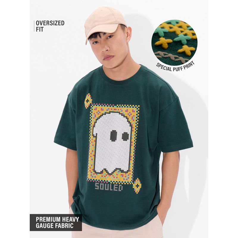 The Souled Store Originals Green Soul Spirit Oversized T-Shirt (M)