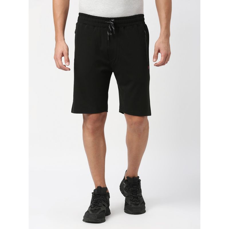 Dragon Hill Black Tencel Lycra Shorts With Zipped Pocket (XL)
