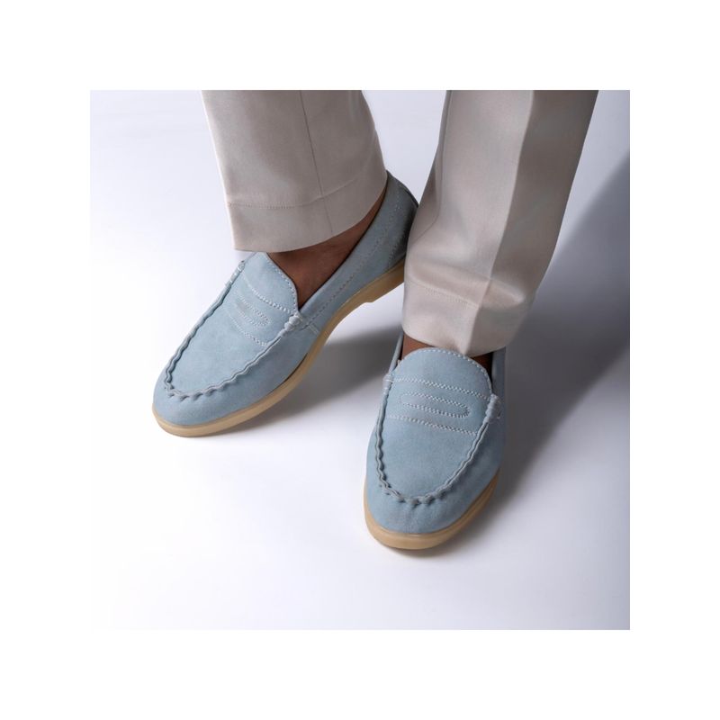 Monkstory Men Yacht Club Penny Stitch Loafers - Blue (UK 10)