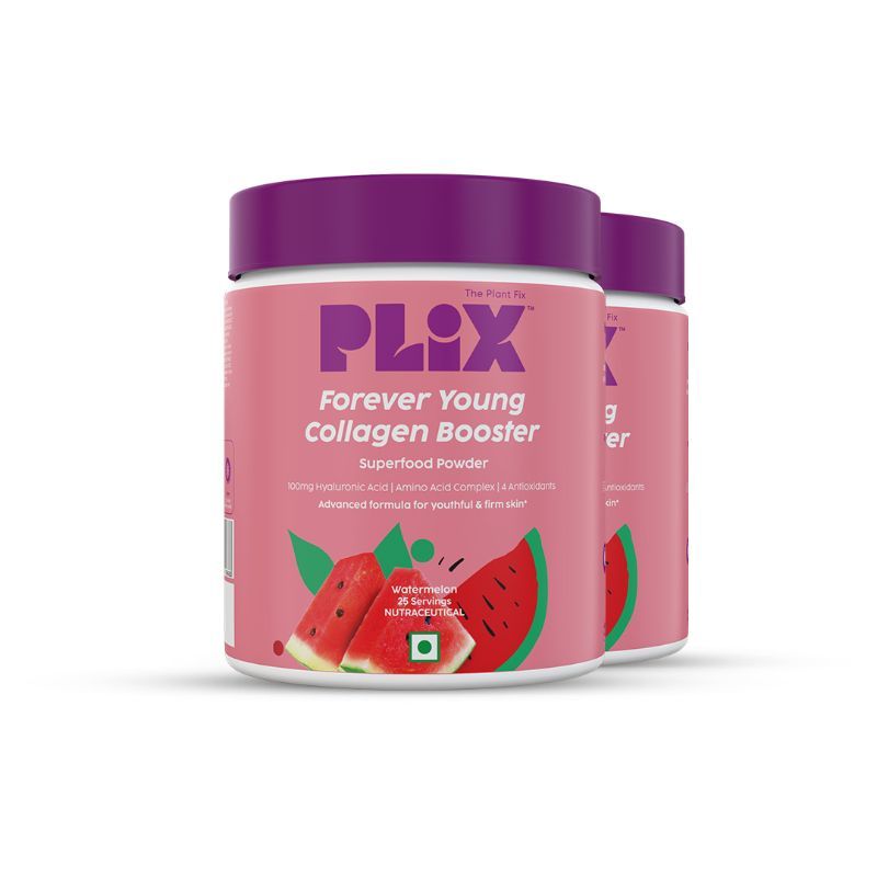 Plix Plant-Based Collagen Builder, Advanced Anti-Ageing Formula - Watermelon (Pack of 2)