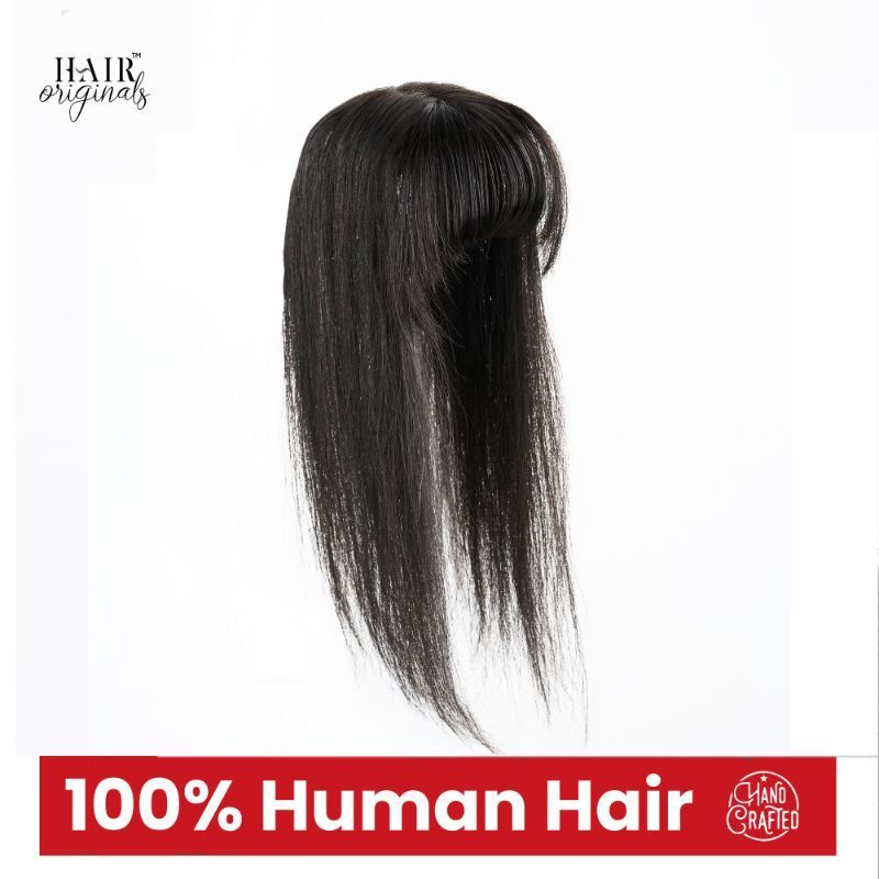 HairOriginals Scalp Topper With Bangs 3*5 18inch - Natural Black