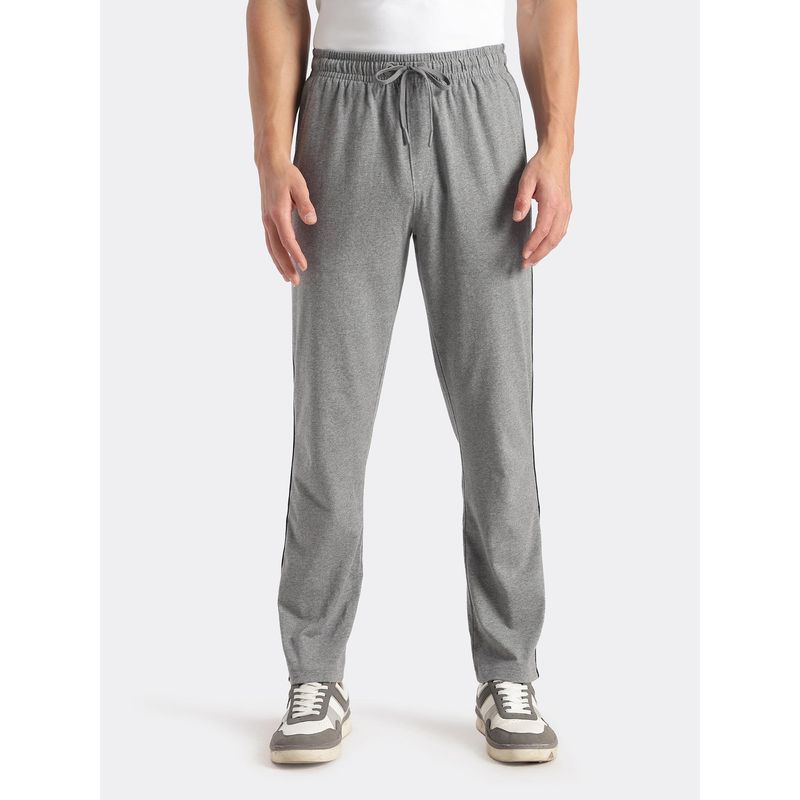Jockey 9500 Men Super Combed Cotton Rich Regular Fit Trackpant - Mid Grey Melange (M)