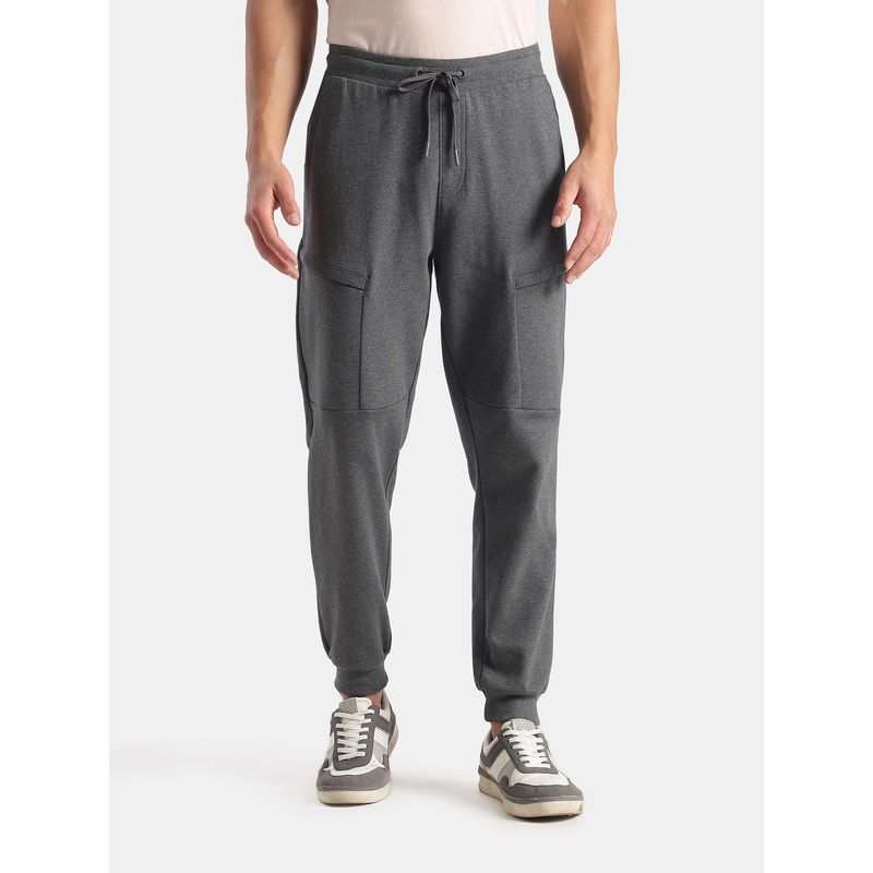 Jockey AM72 Men Super Combed Cotton Rich Regular Fit Jogger - Charcoal Melange (S)