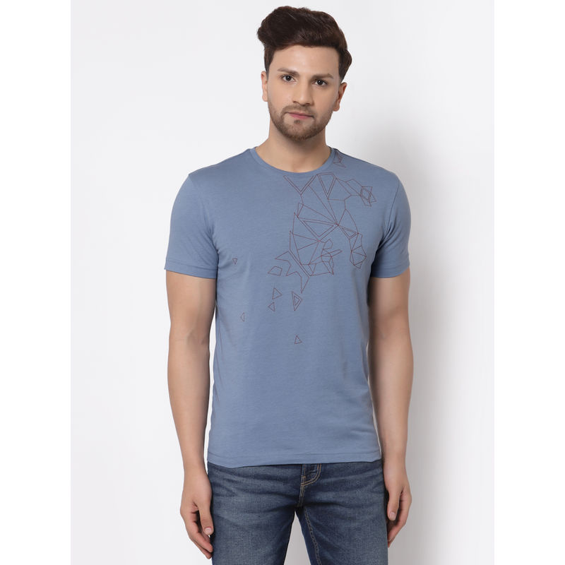 Red Tape Mens Stone Blue Half Sleeve Cotton Round Neck T-Shirt (XL)