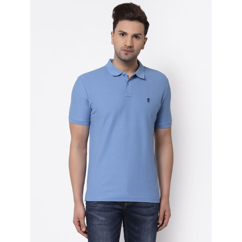 Red Tape Mens Slate Blue Solid Half Sleeve Cotton Polo T-Shirt (M)